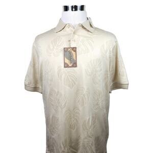 NWT Caribbean Roundtree & Yorke Silk and Cotton blend Men Polo Shirt Cream Sz M